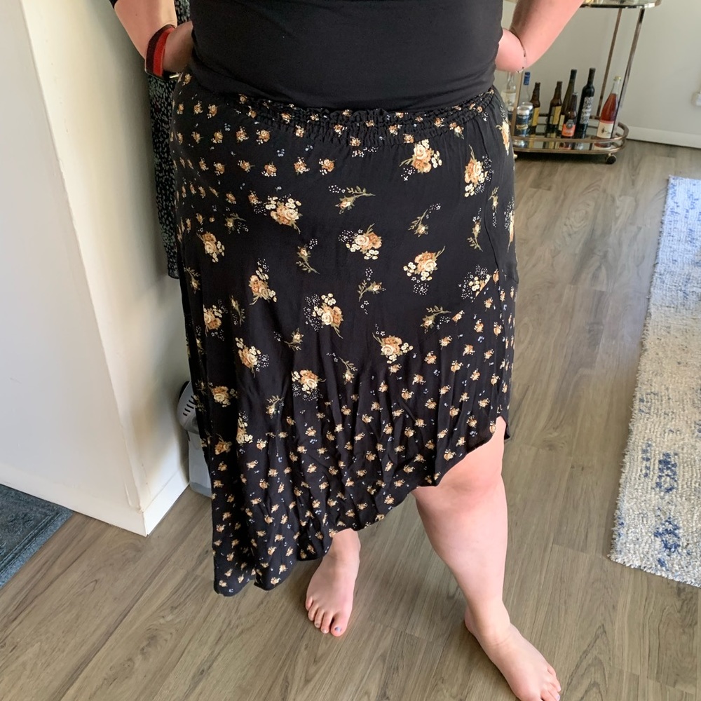 Black and floral skirt